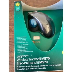 Logitech M570 Wireless Trackball Mouse Ergonomic 2.4GHz Unifying Receiver Gray